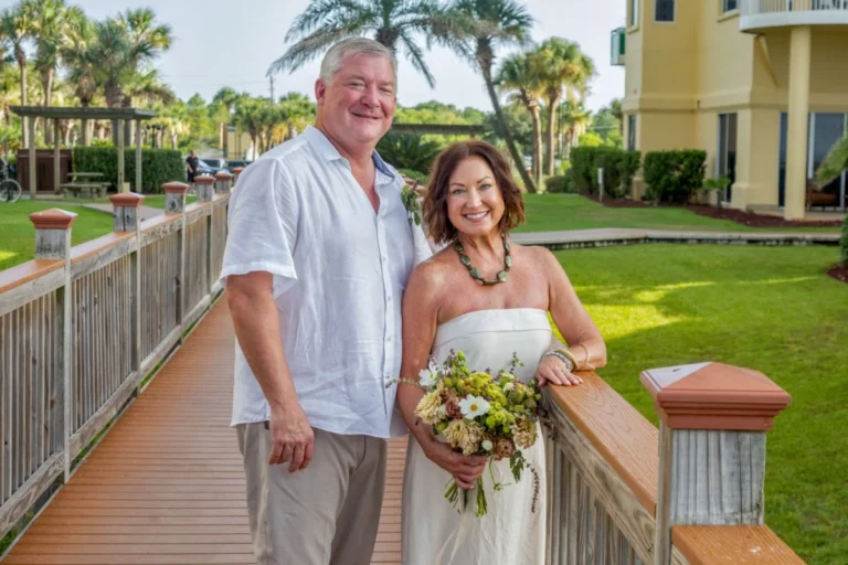 Photo of the bride and groom at a resort by Gulf Shores Wedding Photographer